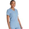imageDickies VNeck Scrub Top with 5 Pockets Shirttail Hem and BiStretch Technology DK875Blue Jean