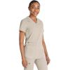 imageDickies VNeck Scrub Top with 5 Pockets Shirttail Hem and BiStretch Technology DK875Heather Blonde Wood