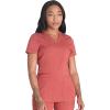 imageDickies VNeck Scrub Top with 5 Pockets Shirttail Hem and BiStretch Technology DK875Heather Clay