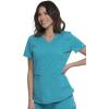 imageDickies VNeck Scrub Top with 5 Pockets Shirttail Hem and BiStretch Technology DK875Teal Blue