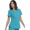 imageDickies VNeck Scrub Top with 5 Pockets Shirttail Hem and BiStretch Technology DK875Teal Blue
