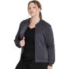 imageDickies Women Scrub Jacket Zip Front WarmUp Rib Knit Collar with 2 Welt Pocket DK365Pewter