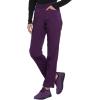 imageDickies Women Scrub Pullon Pant Mid Rise Tapered Leg Bottoms with 6 Pockets ampamp RibKnit Waistband DK135Eggplant