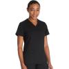 imageDickies Women Scrub Top VNeck with with Rib Knit Panels 2 Pockets and Bungee Loop DK870Black