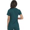 imageDickies Women Scrub Top VNeck with with Rib Knit Panels 2 Pockets and Bungee Loop DK870Caribbean Blue