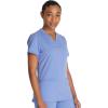 imageDickies Women Scrub Top VNeck with with Rib Knit Panels 2 Pockets and Bungee Loop DK870Ciel