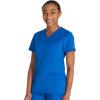 imageDickies Women Scrub Top VNeck with with Rib Knit Panels 2 Pockets and Bungee Loop DK870Royal