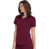 imageDickies Women Scrub Top VNeck with with Rib Knit Panels 2 Pockets and Bungee Loop DK870Wine