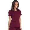 imageDickies Women Scrub Top VNeck with with Rib Knit Panels 2 Pockets and Bungee Loop DK870Wine