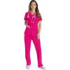 imageDickies Womens Scrub Top VNeck Top with 2 Pockets Moisture Wicking and 360 Stretch Fabric  DK615Hot Pink