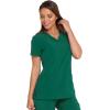 imageDickies Womens Scrub Top VNeck Top with 2 Pockets Moisture Wicking and 360 Stretch Fabric  DK615Hunter Green