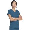 imageDickies VNeck Scrub Top with 5 Pockets Shirttail Hem and BiStretch Technology DK875Caribbean Blue