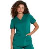 imageDickies VNeck Scrub Top with 5 Pockets Shirttail Hem and BiStretch Technology DK875Hunter Green