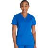 imageDickies Women Scrub Top VNeck with with Rib Knit Panels 2 Pockets and Bungee Loop DK870Royal