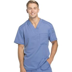 imageDickies Dynamix Scrubs for Men AthleticInspired VNeck Chest Pocket Scrub Top with FourWay Stretch ampamp Moisture Wicking DK610Ciel Blue