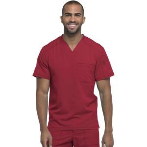 imageDickies Dynamix Scrubs for Men AthleticInspired VNeck Chest Pocket Scrub Top with FourWay Stretch ampamp Moisture Wicking DK610Red