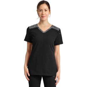 imageDickies Dynamix Womens Tops AthleticInspired Mlange VNeck Scrub Top with FourWay Stretch and Moisture Wicking DK740Black