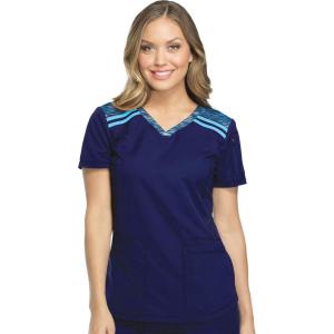 imageDickies Dynamix Womens Tops AthleticInspired Mlange VNeck Scrub Top with FourWay Stretch and Moisture Wicking DK740Navy