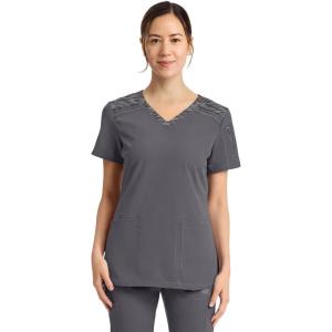 imageDickies Dynamix Womens Tops AthleticInspired Mlange VNeck Scrub Top with FourWay Stretch and Moisture Wicking DK740Pewter