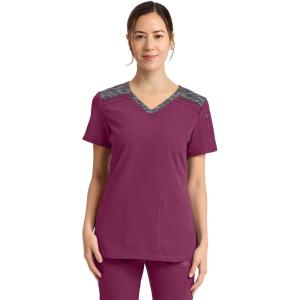 imageDickies Dynamix Womens Tops AthleticInspired Mlange VNeck Scrub Top with FourWay Stretch and Moisture Wicking DK740Wine