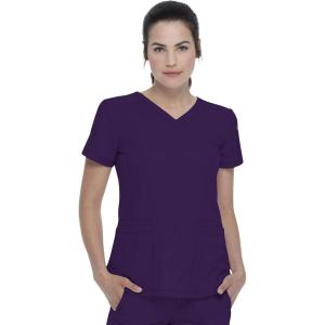 imageDickies Dynamix Womens Tops AthleticInspired VNeck Scrub Top with FourWay Stretch and Moisture Wicking DK730Eggplant