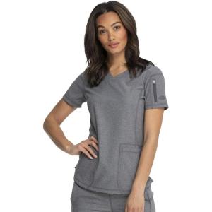 imageDickies Dynamix Womens Tops AthleticInspired VNeck Scrub Top with FourWay Stretch and Moisture Wicking DK730Heather Grey