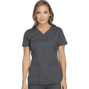 imageDickies Dynamix Womens Tops AthleticInspired VNeck Scrub Top with FourWay Stretch and Moisture Wicking DK730Pewter
