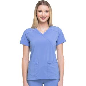 imageDickies EDS Essentials Mock Wrap Top Scrubs for Women with FourWay Stretch and Moisture Wicking DK625Ciel