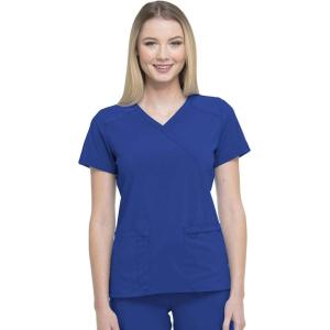 imageDickies EDS Essentials Mock Wrap Top Scrubs for Women with FourWay Stretch and Moisture Wicking DK625Galaxy Blue