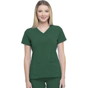 imageDickies EDS Essentials Mock Wrap Top Scrubs for Women with FourWay Stretch and Moisture Wicking DK625Hunter Green