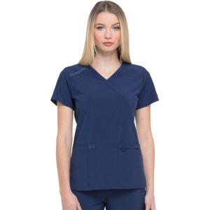 imageDickies EDS Essentials Mock Wrap Top Scrubs for Women with FourWay Stretch and Moisture Wicking DK625Navy