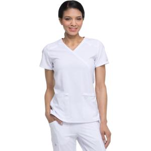 imageDickies EDS Essentials Mock Wrap Top Scrubs for Women with FourWay Stretch and Moisture Wicking DK625White