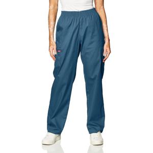imageDickies EDS Signature Scrubs for Women Elastic Waist PullOn Cargo Pants for Women in Soft Brushed Poplin 86106Caribbean Blue