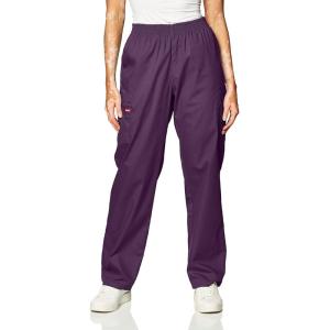 imageDickies EDS Signature Scrubs for Women Elastic Waist PullOn Cargo Pants for Women in Soft Brushed Poplin 86106Eggplant