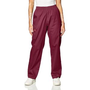 imageDickies EDS Signature Scrubs for Women Elastic Waist PullOn Cargo Pants for Women in Soft Brushed Poplin 86106Wine