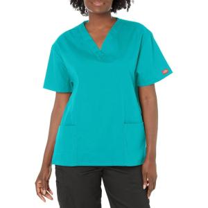 imageDickies EDS Signature Scrubs for Women VNeck Womens Tops in Soft Brushed Poplin 86706Caribbean Blue
