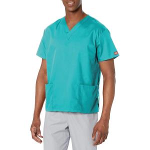 imageDickies EDS Signature Scrubs for Women VNeck Womens Tops in Soft Brushed Poplin 86706Ceil Blue