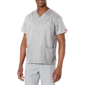 imageDickies EDS Signature Scrubs for Women VNeck Womens Tops in Soft Brushed Poplin 86706Grey