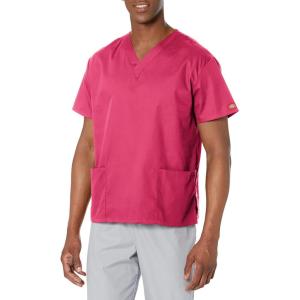 imageDickies EDS Signature Scrubs for Women VNeck Womens Tops in Soft Brushed Poplin 86706Hot Pink