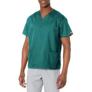 imageDickies EDS Signature Scrubs for Women VNeck Womens Tops in Soft Brushed Poplin 86706Hunter
