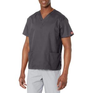imageDickies EDS Signature Scrubs for Women VNeck Womens Tops in Soft Brushed Poplin 86706Pewter