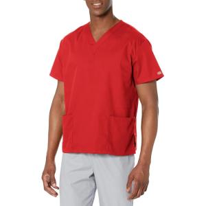 imageDickies EDS Signature Scrubs for Women VNeck Womens Tops in Soft Brushed Poplin 86706Red
