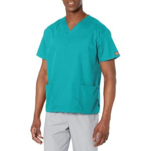 imageDickies EDS Signature Scrubs for Women VNeck Womens Tops in Soft Brushed Poplin 86706Teal Blue