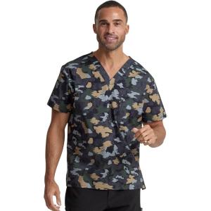 imageDickies EDS Signature Scrubs for Women and Scrubs for Men Unisex One Pocket VNeck Top in Soft Brushed Poplin 83706Brush Away Camo
