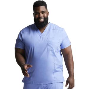 imageDickies EDS Signature Scrubs for Women and Scrubs for Men Unisex One Pocket VNeck Top in Soft Brushed Poplin 83706Ceil Blue