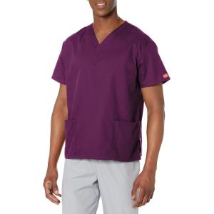 imageDickies EDS Signature Scrubs for Women and Scrubs for Men Unisex One Pocket VNeck Top in Soft Brushed Poplin 83706Eggplant
