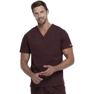 imageDickies EDS Signature Scrubs for Women and Scrubs for Men Unisex One Pocket VNeck Top in Soft Brushed Poplin 83706Espresso