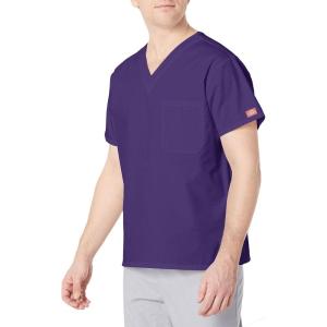 imageDickies EDS Signature Scrubs for Women and Scrubs for Men Unisex One Pocket VNeck Top in Soft Brushed Poplin 83706Grape