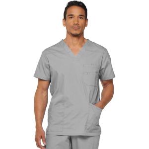 imageDickies EDS Signature Scrubs for Women and Scrubs for Men Unisex One Pocket VNeck Top in Soft Brushed Poplin 83706Grey
