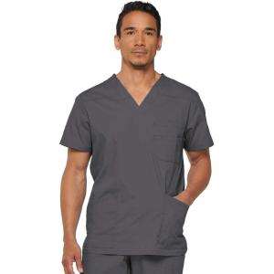 imageDickies EDS Signature Scrubs for Women and Scrubs for Men Unisex One Pocket VNeck Top in Soft Brushed Poplin 83706Pewter